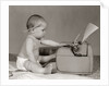 1960s Businesslike Baby With Pencil Behind Ear Typing On Typewriter by Anonymous