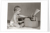 1960s Businesslike Baby With Pencil Behind Ear Typing On Typewriter by Anonymous