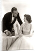 1950s Formal Dress Couple Man In Tuxedo Woman Wearing Gown Holding Champagne Glass by Anonymous