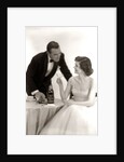 1950s Formal Dress Couple Man In Tuxedo Woman Wearing Gown Holding Champagne Glass by Anonymous