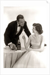 1950s Formal Dress Couple Man In Tuxedo Woman Wearing Gown Holding Champagne Glass by Anonymous
