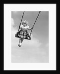 1950s Laughing Little Girl Swinging High On Outdoor Swing by Anonymous