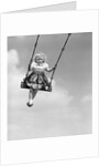 1950s Laughing Little Girl Swinging High On Outdoor Swing by Anonymous