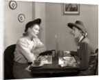 1940s 2 Women Dining Talking Restaurant Table by Anonymous
