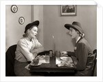 1940s 2 Women Dining Talking Restaurant Table by Anonymous