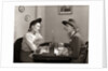 1940s 2 Women Dining Talking Restaurant Table by Anonymous