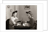 1940s 2 Women Dining Talking Restaurant Table by Anonymous