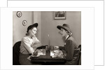 1940s 2 Women Dining Talking Restaurant Table by Anonymous