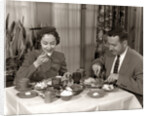 1950s Couple Man Woman Dining In Restaurant by Anonymous
