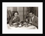 1950s Couple Man Woman Dining In Restaurant by Anonymous