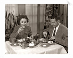 1950s Couple Man Woman Dining In Restaurant by Anonymous
