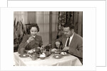 1950s Couple Man Woman Dining In Restaurant by Anonymous