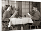 1950s Couple Man Woman Reading Restaurant Menus by Anonymous
