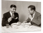 1930s Two Men Dining Eating Soup by Anonymous