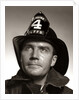 1950s Portrait Fireman Serious Expression Metal Fire Hard Hat Engine 4 by Anonymous
