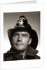 1950s Portrait Fireman Serious Expression Metal Fire Hard Hat Engine 4 by Anonymous