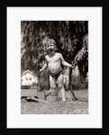 1940s 1950s Wet Young Boy Toddler Outside Playing With Water Hose by Anonymous