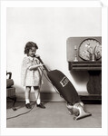 1930s Little Girl Vacuuming With Eureka Electric Vacuum Cleaner by Anonymous