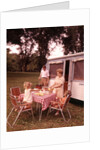 1960s Family Rv Camping Father Grilling Mother And Girls Setting Table by Anonymous