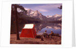 1970s Elderly Couple Camping Sitting By Red Tent Stanley Lake Idaho by Anonymous