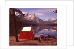 1970s Elderly Couple Camping Sitting By Red Tent Stanley Lake Idaho by Anonymous