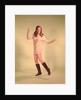 1960s Woman Dancer In Tan Dress And Boots White Fishnet Stockings by Anonymous
