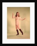 1960s Woman Dancer In Tan Dress And Boots White Fishnet Stockings by Anonymous