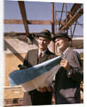 1960s Two Men With Blueprints At Construction Site by Anonymous