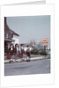 1950s Kids On Suburban Neighborhood Sidewalk About To Cross Street By School Crossing Sign by Anonymous