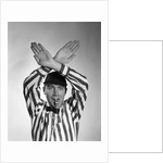 1950s Football Referee Making Hand Signal Time Out Blowing Whistle by Anonymous