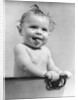 1940s 1930s Wet Baby Sitting In Tub Sticking Out Tongue by Anonymous