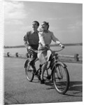 1950s Happy Couple Man Woman Riding Tandem Bike Bicycle Built For 2 by Anonymous