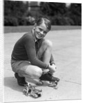 1930s Boy Fastening Metal Roller Skates by Anonymous