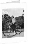 1950s Teen Girl Standing With Bike by Anonymous