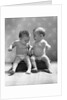 1930s 1940s Twin Babies Wearing Diapers Together Sitting On A Bench Side By Side Studio by Anonymous