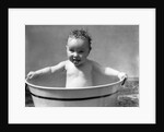 1930s Wet Baby In Washtub Sticking Out Tongue by Anonymous