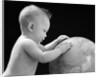1940s Baby With Hands On Globe Looking At The Earth by Anonymous