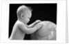 1940s Baby With Hands On Globe Looking At The Earth by Anonymous