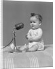 1940s Baby In Diaper With Microphone Studio by Anonymous