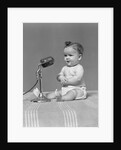 1940s Baby In Diaper With Microphone Studio by Anonymous