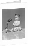1940s Baby In Diaper With Microphone Studio by Anonymous