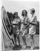 1930s 1940s Three Teen Girls Standing By Archery Target Bows Arrows by Anonymous