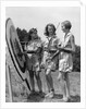 1930s 1940s Three Teen Girls Standing By Archery Target Bows Arrows by Anonymous