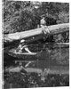 1940s 1950s Pair Of Boys In Straw Hats and Cuffed Jeans Fishing In Stream by Anonymous