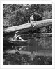 1940s 1950s Pair Of Boys In Straw Hats and Cuffed Jeans Fishing In Stream by Anonymous