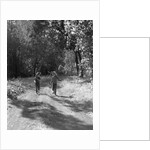 1940s 1950s Two Boys In Dungarees Plaid Shirts Straw Hats by Anonymous