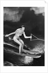 1950s Woman In A Bathing Suit Water Skiing Spray Towline Speed Exhilaration by Anonymous