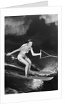 1950s Woman In A Bathing Suit Water Skiing Spray Towline Speed Exhilaration by Anonymous