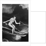 1950s Woman In A Bathing Suit Water Skiing Spray Towline Speed Exhilaration by Anonymous