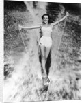 1950s Woman In Two Piece Bathing Suit Aquaplaning Water Skiing by Anonymous